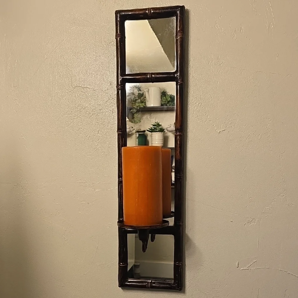 Home Interiors Dark Brown Bamboo-Style Wall Mirror